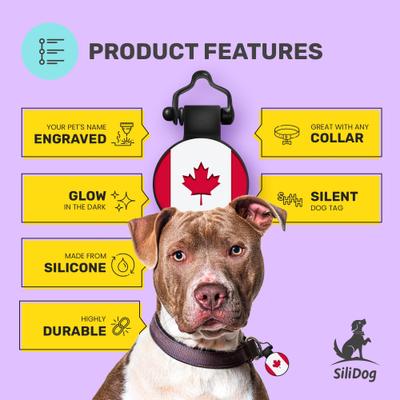 Show full view: SiliDog The Silent Pet Tag Silicone Circle Canada Flag Personalized Dog & Cat ID Tag slide 4 of 5