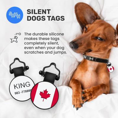 Show full view: SiliDog The Silent Pet Tag Silicone Circle Canada Flag Personalized Dog & Cat ID Tag slide 5 of 5