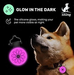 SiliDog The Silent Pet Tag Silicone Flower Personalized Dog & Cat ID Tag, Pink slide 2 of 4