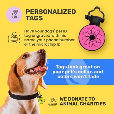 Show full view: SiliDog The Silent Pet Tag Silicone Flower Personalized Dog & Cat ID Tag, Pink slide 4 of 5