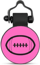 SiliDog The Silent Pet Tag Silicone Football Personalized Dog & Cat ID Tag, Pink