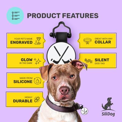 Show full view: SiliDog The Silent Pet Tag Silicone Hockey Personalized Dog & Cat ID Tag, White slide 4 of 6