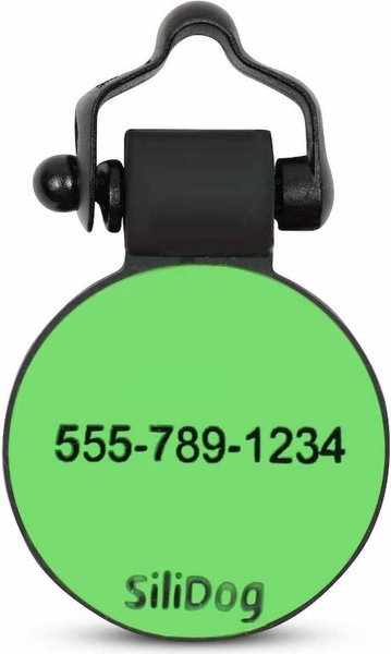 SiliDog The Silent Pet Tag Silicone Shamrock Personalized Dog & Cat ID Tag, Green