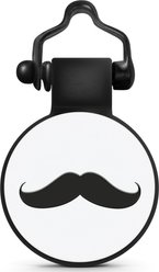 SiliDog The Silent Pet Tag Silicone Mustache Personalized Dog & Cat ID Tag, White