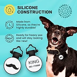 SiliDog The Silent Pet Tag Silicone Mustache Personalized Dog & Cat ID Tag, White slide 2 of 7
