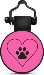 SiliDog The Silent Pet Tag Silicone PawPrint Personalized Dog & Cat ID Tag, Pink