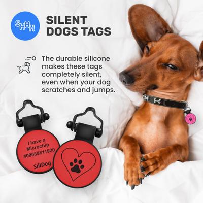 Show full view: SiliDog The Silent Pet Tag Silicone PawPrint Personalized Dog & Cat ID Tag, Pink slide 5 of 5