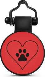 SiliDog The Silent Pet Tag Silicone PawPrint Personalized Dog & Cat ID Tag, Red