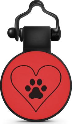 Show full view: SiliDog The Silent Pet Tag Silicone PawPrint Personalized Dog & Cat ID Tag, Red slide 1 of 5