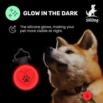 Show full view: SiliDog The Silent Pet Tag Silicone PawPrint Personalized Dog & Cat ID Tag, Red slide 5 of 5