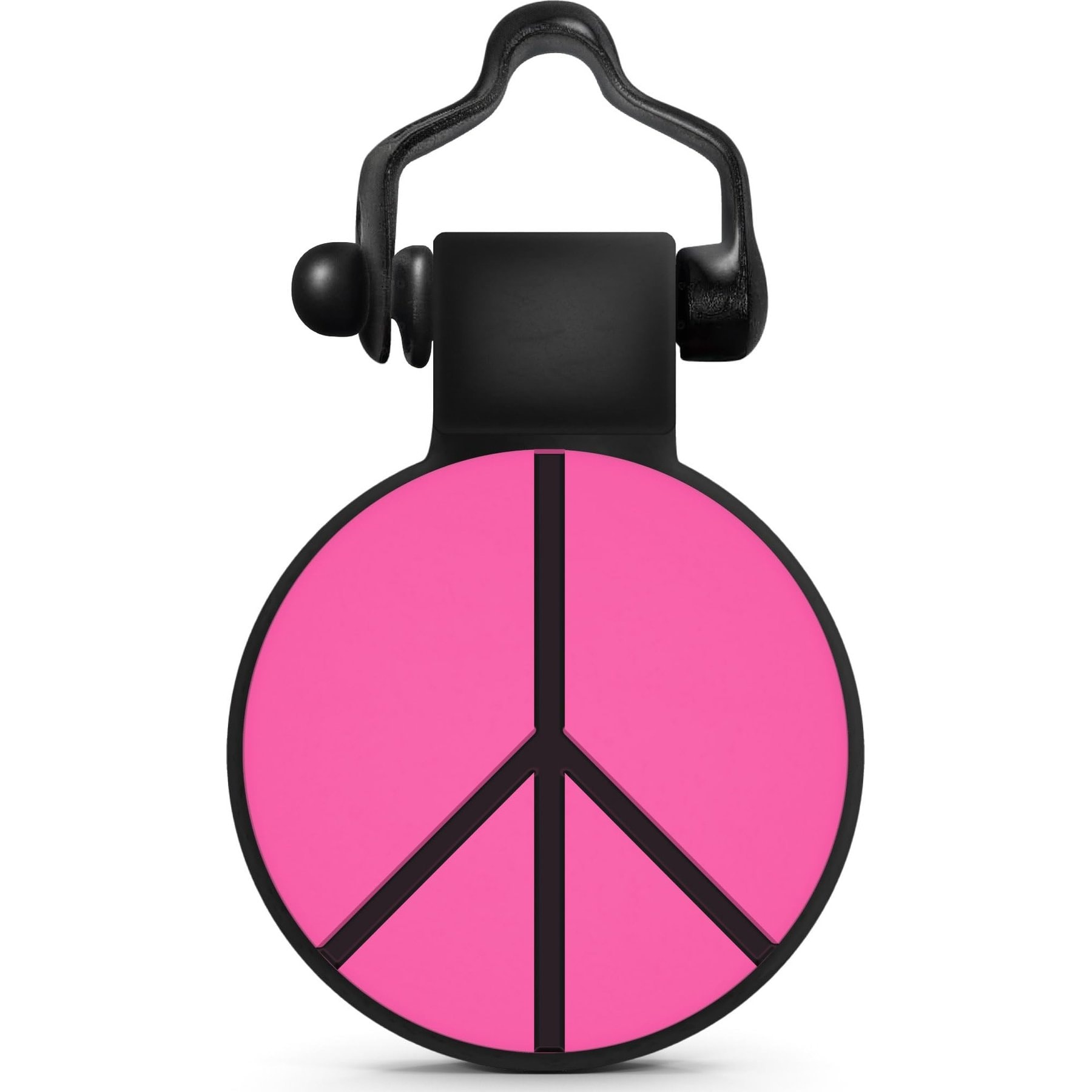 SiliDog The Silent Pet Tag Silicone Peace Sign Personalized Dog & Cat ID Tag, Pink