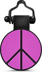 SiliDog The Silent Pet Tag Silicone Peace Sign Personalized Dog & Cat ID Tag, Purple