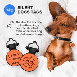 SiliDog The Silent Pet Tag Silicone Pumpkin Personalized Dog & Cat ID Tag, Orange slide 2 of 5