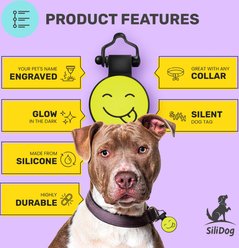 SiliDog The Silent Pet Tag Silicone Silly Face Personalized Dog & Cat ID Tag, Yellow slide 2 of 7