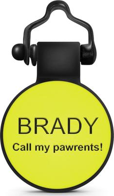 Show full view: SiliDog The Silent Pet Tag Silicone Silly Face Personalized Dog & Cat ID Tag, Yellow slide 2 of 7