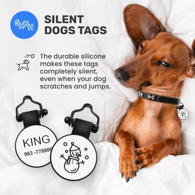 Show full view: SiliDog Christmas The Silent Pet Tag Silicone Snowman Personalized Dog & Cat ID Tag, White slide 5 of 7