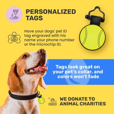 Show full view: SiliDog The Silent Pet Tag Silicone Tennis Ball Personalized Dog & Cat ID Tag, Yellow slide 4 of 6