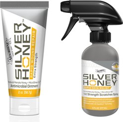 Silver Honey Rapid Wound Repair Antimicrobial Ointment, 2-oz tube + Vet Strength Scratches Horse Wound Care Spray, 6-oz bottle slide 1 of 9