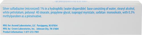 Show full view: Silver Sulfadiazine Cream, 1%, 25-gm tube slide 2 of 6