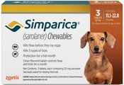 Simparica Chewable Tablet for Dogs, 11.1-22 lbs, (Orange Box), 3 Chewable Tablets (3-mos. supply)