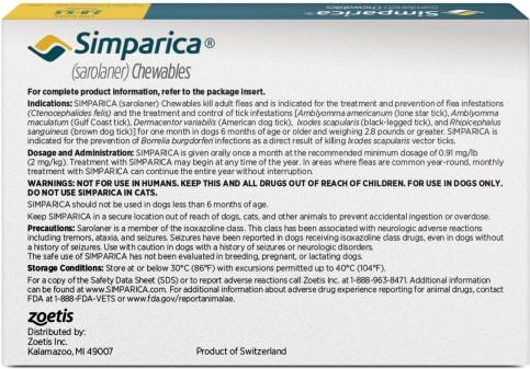 Show full view: Simparica Chewable Tablet for Dogs, 2.8-5.5 lbs, (Yellow Box), 3 Chewable Tablets (3-mos. supply) slide 2 of 10