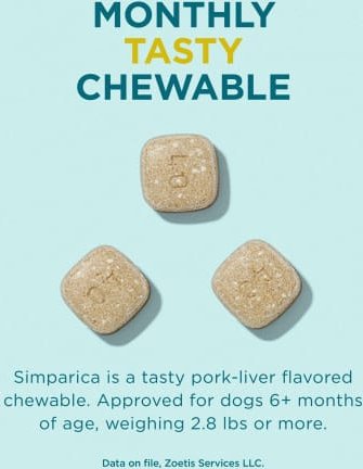 Show full view: Simparica Chewable Tablet for Dogs, 44.1-88 lbs, (Green Box), 12 Chewable Tablets (12-mos. supply) slide 7 of 11