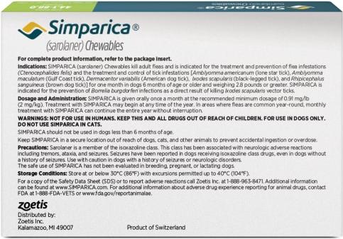 Show full view: Simparica Chewable Tablet for Dogs, 44.1-88 lbs, (Green Box), 3 Chewable Tablets (3-mos. supply) slide 2 of 10