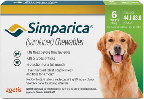 Simparica Chewable Tablet for Dogs, 44.1-88 lbs, (Green Box)
