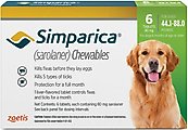 Simparica Chewable Tablet for Dogs, 44.1-88 lbs, (Green Box), 6 Chewable Tablets (6-mos. supply)