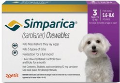 Simparica Chewable Tablet for Dogs, 5.6-11 lbs, (Purple Box), 3 Chewable Tablets (3-mos. supply)