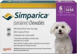 Simparica Chewable Tablet for Dogs, 5.6-11 lbs, (Purple Box), 6 Chewable Tablets (6-mos. supply)