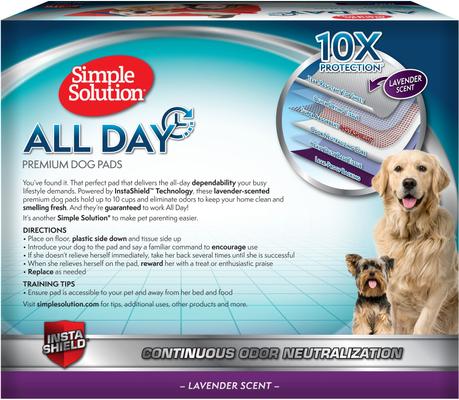 Show full view: Simple Solution 6-Layer All Day Premium Dog Pads, 23 x 24, Lavender Scent, 100 count slide 2 of 10