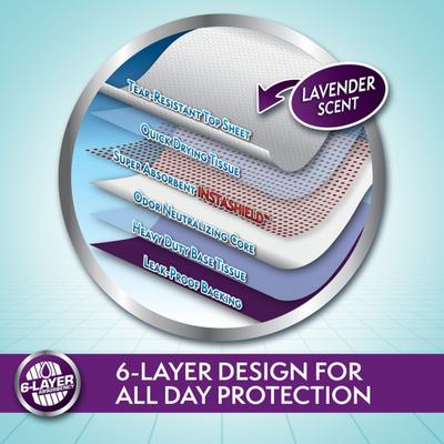 Show full view: Simple Solution 6-Layer All Day Premium Dog Pads, 23 x 24, Lavender Scent, 100 count slide 3 of 10
