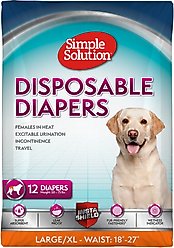 Simple Solution Disposable Female Dog Diapers, Large/X-Large: 18 to 27-in waist, 12 count slide 1 of 9