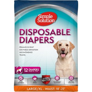 Simple Solution Disposable Female Dog Diapers, Large/X-Large: 18 to 27-in waist, 12 count