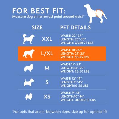 Show full view: Simple Solution Disposable Female Dog Diapers, Large/X-Large: 18 to 27-in waist, 12 count slide 7 of 10