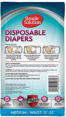 Show full view: Simple Solution Disposable Female Dog Diapers, Medium: 15 to 23-in waist, 12 count slide 3 of 11