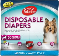 Simple Solution Disposable Female Dog Diapers, Medium: 15 to 23-in waist, 30 count