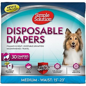 Simple Solution Disposable Female Dog Diapers, Medium: 15 to 23-in waist, 30 count