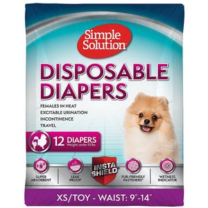Simple Solution Disposable Female Dog Diapers, X-Small: 9 to 14-in waist, 12 count