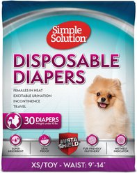 Simple Solution Disposable Female Dog Diapers, X-Small: 9 to 14-in waist, 30 count