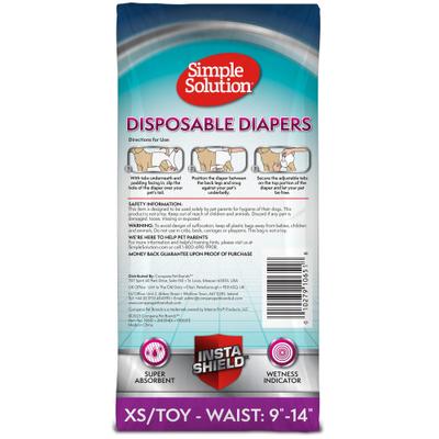 Show full view: Simple Solution Disposable Female Dog Diapers, X-Small: 9 to 14-in waist, 30 count slide 2 of 10