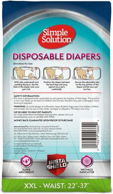 Show full view: Simple Solution Disposable Female Dog Diapers, XX-Large: 22 to 37-in waist, 30 count slide 3 of 11