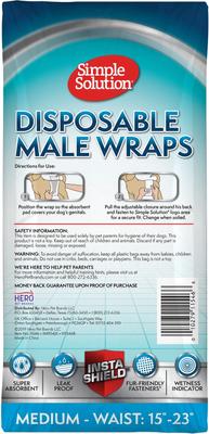Show full view: Simple Solution Disposable Male Dog Wrap, Medium: 15 to 23-in waist, 30 count slide 2 of 10