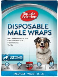 Simple Solution Disposable Male Wrap, Medium, 30 count + Fruitables Skinny Minis Pumpkin & Berry Flavor Dog Treats, 5-oz bag slide 2 of 9