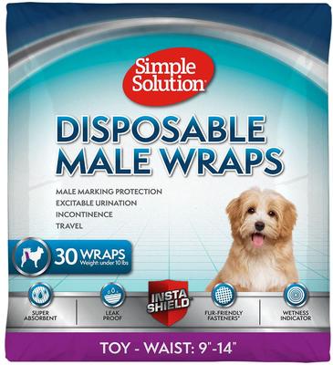 Show full view: Simple Solution Disposable Male Wrap, Toy, 30 count + Fruitables Skinny Minis Pumpkin & Berry Flavor Dog Treats, 5-oz bag slide 2 of 9