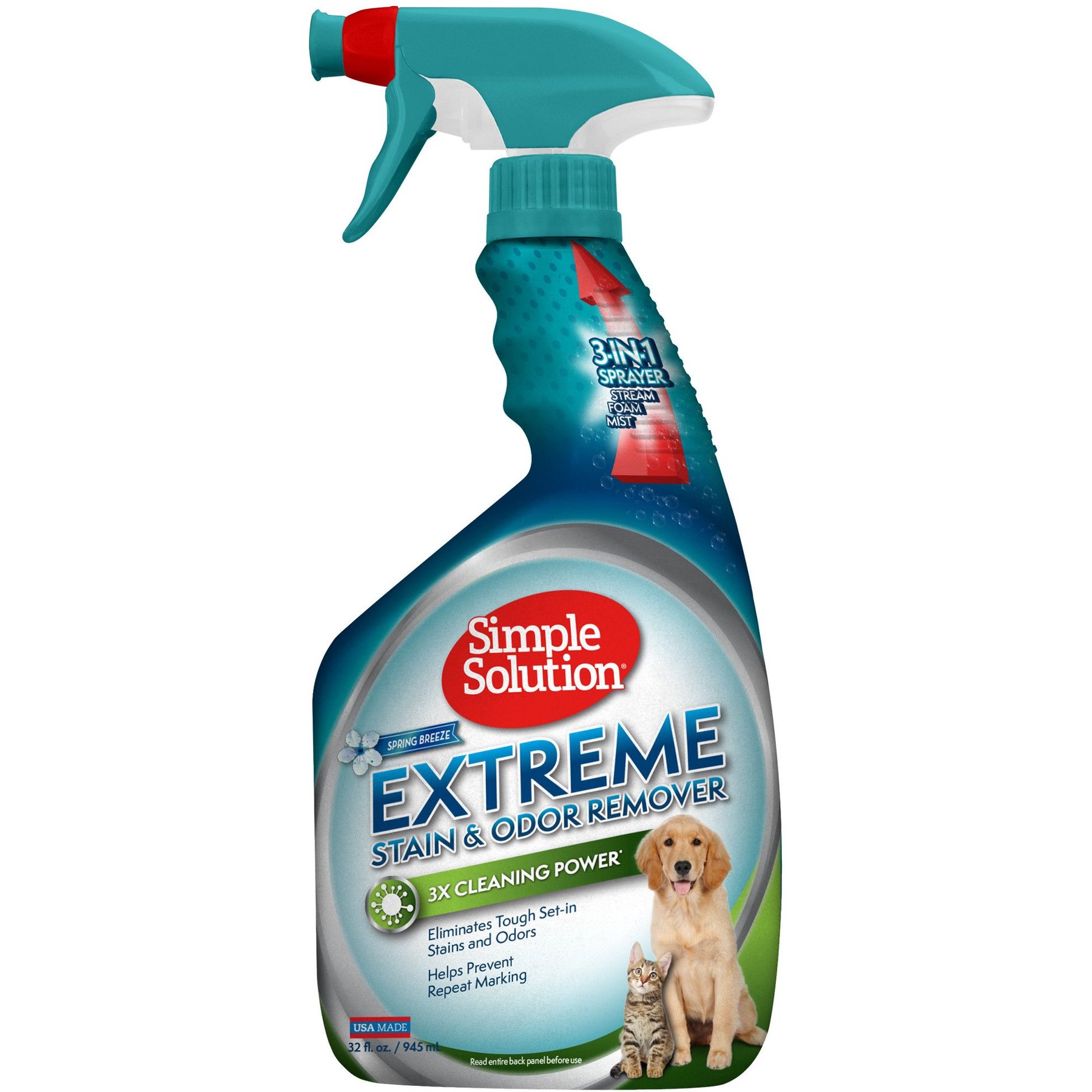 Simple Solution Extreme Spring Breeze Pet Stain & Odor Remover, 32-fl oz spray bottle