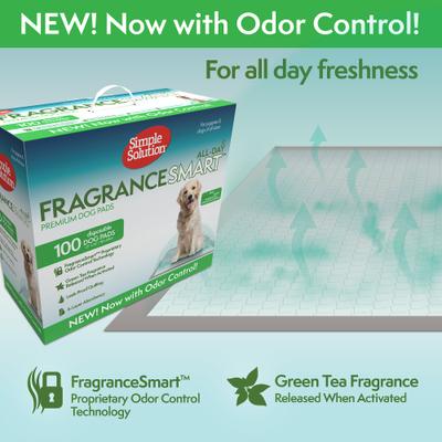 Show full view: Simple Solution FragranceSmart Odor Control All Day, Green Tea Fragrance Odor Neutralizer with Wetness Indicator Dog Pads, 100 count slide 3 of 7