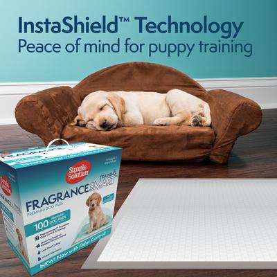 Show full view: Simple Solution FragranceSmart Odor Control Green Tea Fragrance Odor Neutralizer with Wetness Indicator Puppy Training Pads, 100 count slide 6 of 8