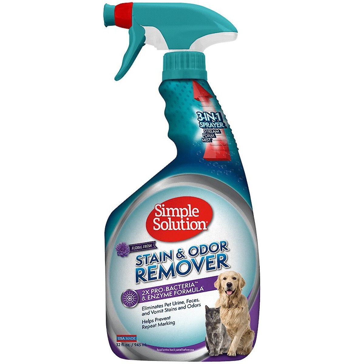 Simple Solution Pet Stain & Odor Remover with Pro-Bacteria & Enzyme Formula, 32-fl oz bottle